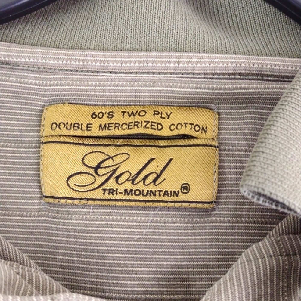 Gold Tri Mountain 60's 2 Ply DBL Mercerized-Cotton Polo Pinstripe Shirt 2XL - Picture 8 of 14
